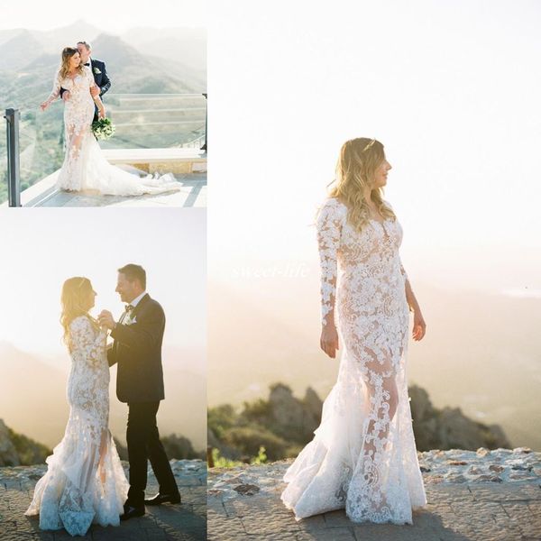 bohemian long sleeve plus size wedding dresses skin see through appliqued beads lace mermaid with train 2018 boho country beach bridal gowns, White
bohemian long sleeve plus size wedding dresses skin see through appliqued beads lace mermaid with train 2018 boho country beach bridal gowns, White