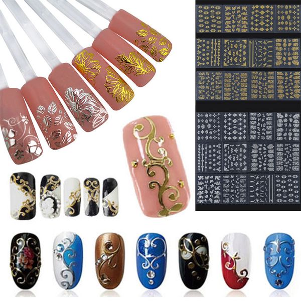 12pc/set fashion 3d diy metallic nail art stickers beauty gold silver decals flower manicure decoration tools, Black
12pc/set fashion 3d diy metallic nail art stickers beauty gold silver decals flower manicure decoration tools, Black