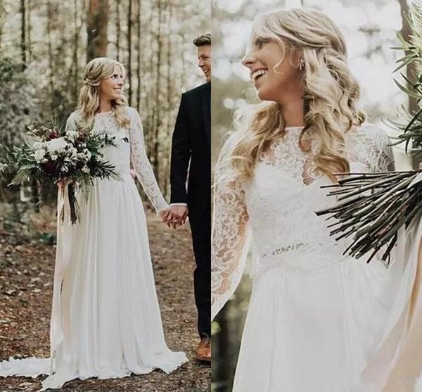 2018 Vintage Country Style Spring Wedding Dresses Bridal Gowns Chiffon Garden Bohemian Illusion Lace Backless Long Sleeves Bridal Gowns
2018 Vintage Country Style Spring Wedding Dresses Bridal Gowns Chiffon Garden Bohemian Illusion Lace Backless Long Sleeves Bridal Gowns
