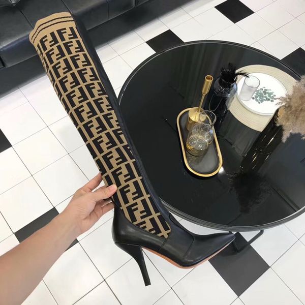 r 2018 women brand luxury knee fashion boots triple yellow womens thigh high sock boot casual shoes with box, Black
r 2018 women brand luxury knee fashion boots triple yellow womens thigh high sock boot casual shoes with box, Black