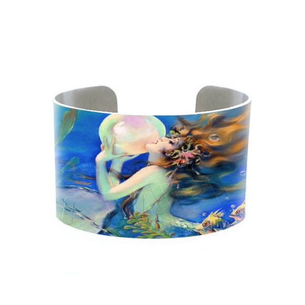 2020 the little mermaid scale cuff mermaid's treasure bracelet art print jewelry handmade high polishing bangle, Black
2020 the little mermaid scale cuff mermaid's treasure bracelet art print jewelry handmade high polishing bangle, Black