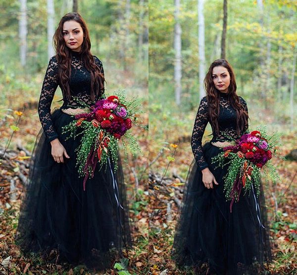 2018 2 pieces gothic black colorful wedding dresses with lace tulle skit floor length boho informal country garden bridal gowns, White
2018 2 pieces gothic black colorful wedding dresses with lace tulle skit floor length boho informal country garden bridal gowns, White