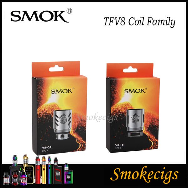 

SMOK TFV8 TURBO катушки замена катушки для Smok Tfv8 Cloud Beast Tank V8-T8 0.15 ohm / V8-T6 0.2 ohm / V8-Q4 0.15 ohm / V8 RBA 0.28 ohm 100% оригинал