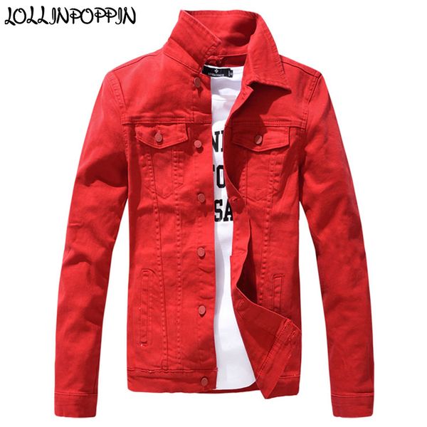 solid color mens turn down collar fashion denim jacket chest flap pockets spring autumn men jean jackets red / pink / white, Black;brown
solid color mens turn down collar fashion denim jacket chest flap pockets spring autumn men jean jackets red / pink / white, Black;brown