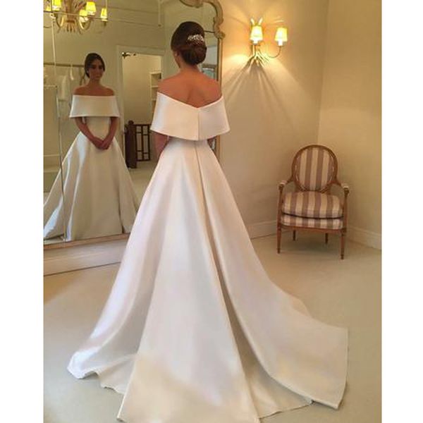 strapless off the shoulder long simple satin a-line wedding dresses cowl backs bridal gown vestido de noiva, White
strapless off the shoulder long simple satin a-line wedding dresses cowl backs bridal gown vestido de noiva, White