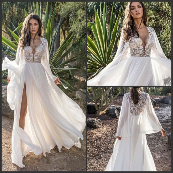 2019 new boho wedding dresses with long sleeve wrap side split beach chiffon bohemia bridal gowns beaded lace wedding dress 2018, White
2019 new boho wedding dresses with long sleeve wrap side split beach chiffon bohemia bridal gowns beaded lace wedding dress 2018, White