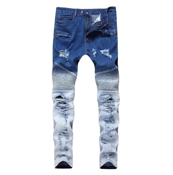 mens ripped straight leg slim fit jeans fashion designer pleated panelled motocycle biker hip hop denim pants trousers tx1715, Blue
mens ripped straight leg slim fit jeans fashion designer pleated panelled motocycle biker hip hop denim pants trousers tx1715, Blue