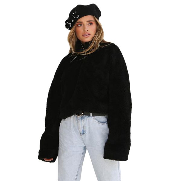 fashion hoodie female cropped fluffy hoodies fleeces turtleneck zipper solid color streetwear sweatshirts women hoodies coat, Black
fashion hoodie female cropped fluffy hoodies fleeces turtleneck zipper solid color streetwear sweatshirts women hoodies coat, Black