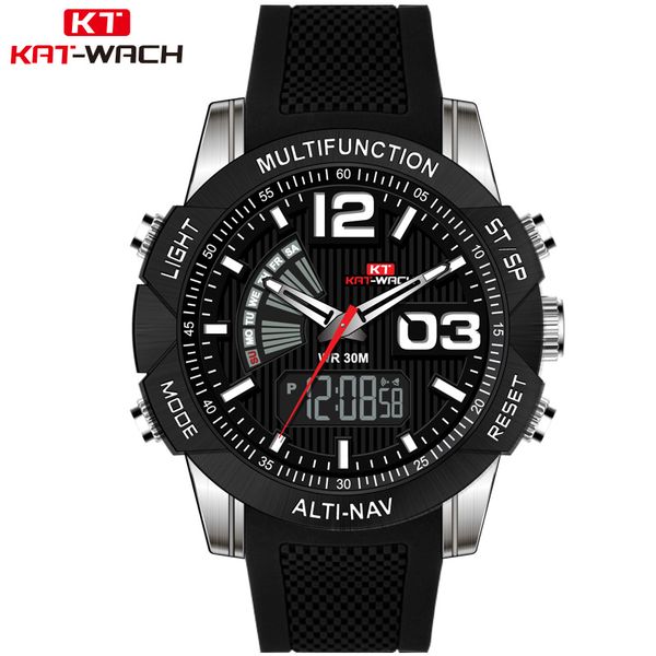 kat-wach men sports watches dual display analog digital led electronic quartz wristwatches waterproof swimming watch, Slivery;brown
kat-wach men sports watches dual display analog digital led electronic quartz wristwatches waterproof swimming watch, Slivery;brown
