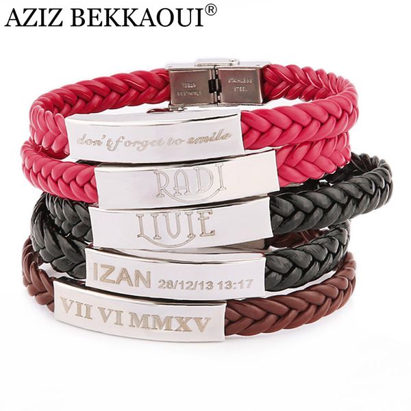 aziz bekkaoui diy engrave name id bracelet personalized bracelet for men stainless steel soft leather rope for women, Golden;silver
aziz bekkaoui diy engrave name id bracelet personalized bracelet for men stainless steel soft leather rope for women, Golden;silver