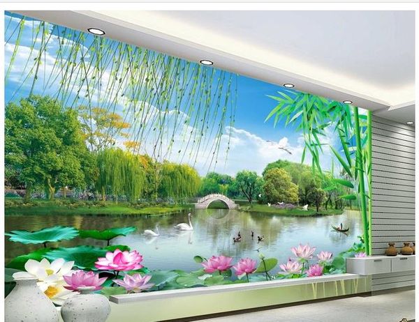 landscape painting tv background wall wallpaper for walls 3 d for living room
