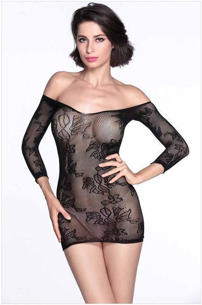 erotic underwear, europe and america nightgown long sleeve one word collar wrapped pierced pajamas skirt, Black
erotic underwear, europe and america nightgown long sleeve one word collar wrapped pierced pajamas skirt, Black