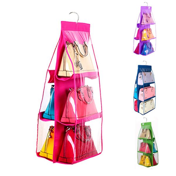 6 pocket 4 color organization rack hangers closet case tidy dustproof hanging women handbag tote bag purse storage organizers
6 pocket 4 color organization rack hangers closet case tidy dustproof hanging women handbag tote bag purse storage organizers