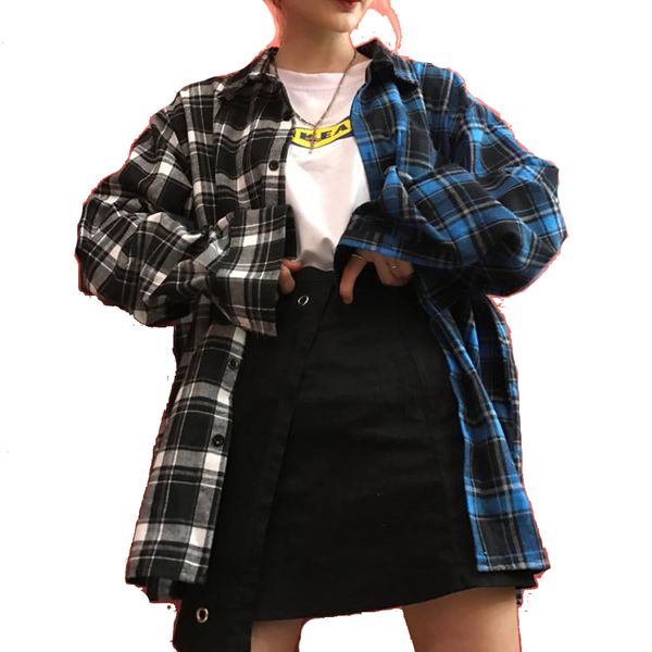 loose plaid shirt women casual long sleeve patchwork blouse streetwear korean fashion clothing womens and blouses 50d0001, White
loose plaid shirt women casual long sleeve patchwork blouse streetwear korean fashion clothing womens and blouses 50d0001, White