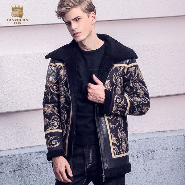 fanzhuan new 2017 fashion male men's slim warm winter sheepskin man coat leather baroque printed jacket 710207, Black
fanzhuan new 2017 fashion male men's slim warm winter sheepskin man coat leather baroque printed jacket 710207, Black