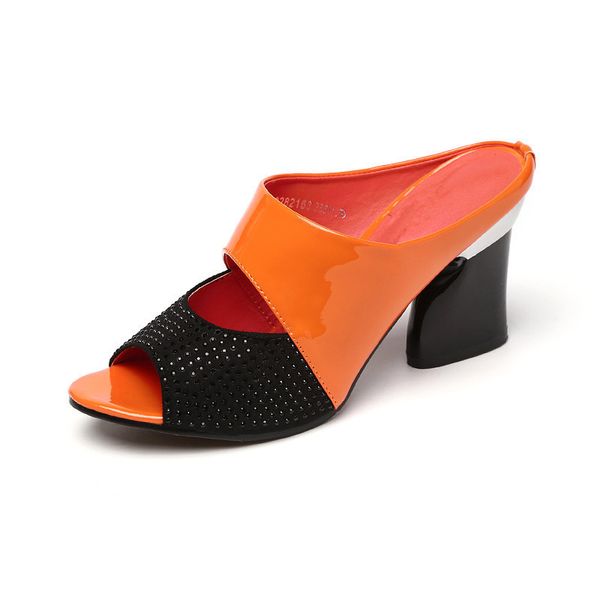 2018 women patent leather slippers rhinestone slides thick high-heeled sandals women open toe ladies summer slippers zapatos mujer, Black
2018 women patent leather slippers rhinestone slides thick high-heeled sandals women open toe ladies summer slippers zapatos mujer, Black