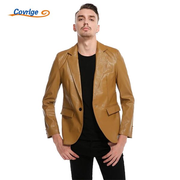 covrlge 2018 new men pu jackets men's classic suit fashion single button leather jacket male blazer dress veste homme mwx003, White;black
covrlge 2018 new men pu jackets men's classic suit fashion single button leather jacket male blazer dress veste homme mwx003, White;black