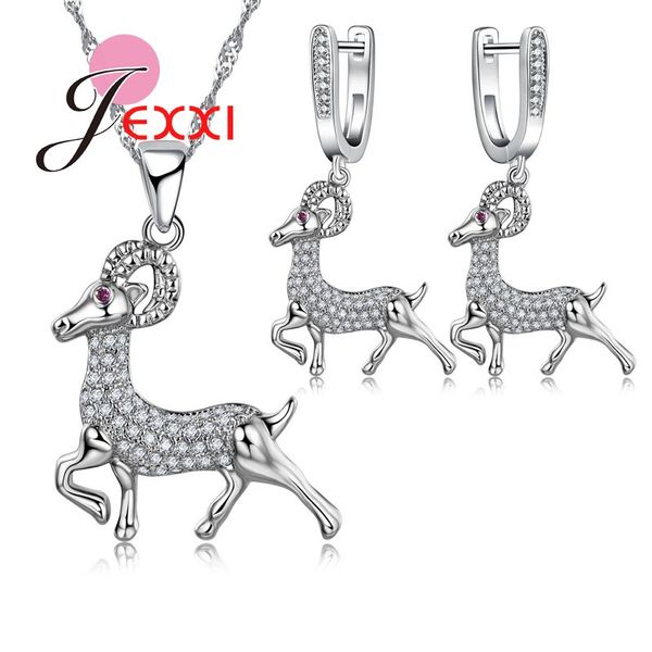 fashion animal design 925 sterling silver crystal animal antelope pendant necklace earrings for women jewelry sets, Black
fashion animal design 925 sterling silver crystal animal antelope pendant necklace earrings for women jewelry sets, Black