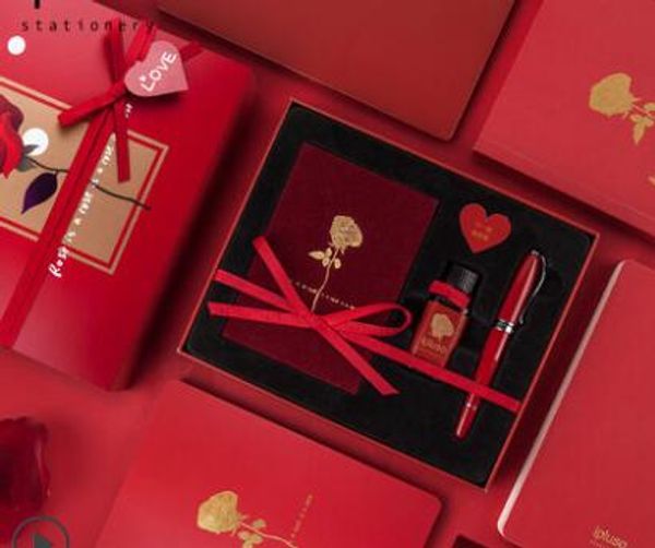 high-end metal fountain pen gift set red rose pen for valentine's day gift boys and girls with fashion box
high-end metal fountain pen gift set red rose pen for valentine's day gift boys and girls with fashion box
