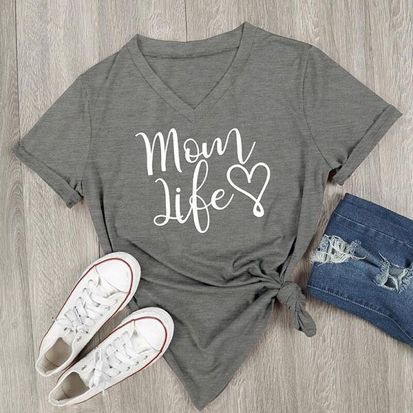 new summer casual t shirt female tee loose fashion women t-shirts mom life letter printed v -neck fashion, White
new summer casual t shirt female tee loose fashion women t-shirts mom life letter printed v -neck fashion, White
