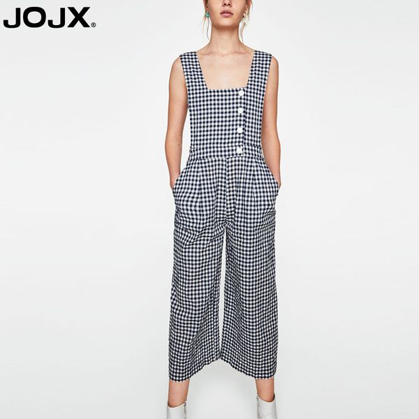 jojx women vintage blue white plaid jumpsuits buttons pockets rompers female casual chic bodysuit women suspender trousers, Black;white
jojx women vintage blue white plaid jumpsuits buttons pockets rompers female casual chic bodysuit women suspender trousers, Black;white