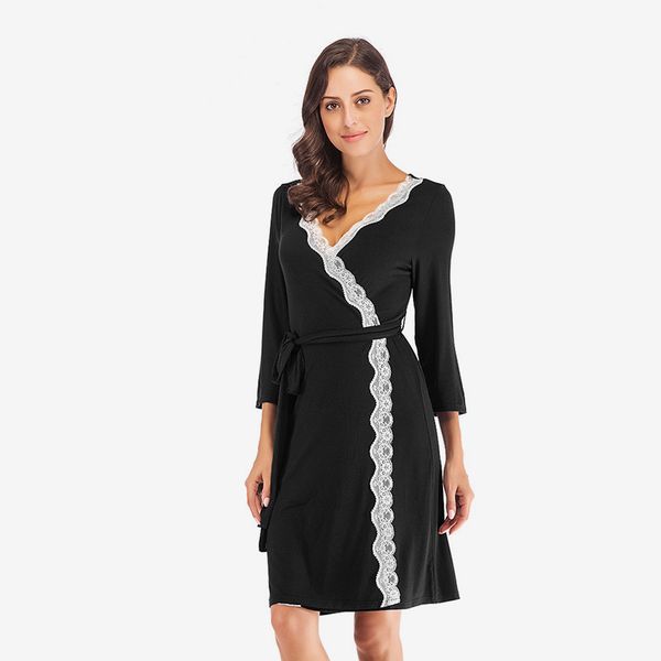 lace patchwork long sleeve belt women's bathrobe v neck sashes mini wrap night dress for women 2018 autumn nightgowns female, Black;red
lace patchwork long sleeve belt women's bathrobe v neck sashes mini wrap night dress for women 2018 autumn nightgowns female, Black;red