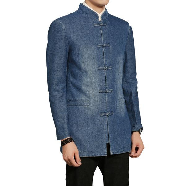 2018 chinese style tang suit standing collar fashion casual men denim jackets trench spring autumn cowboy coat, Tan;black
2018 chinese style tang suit standing collar fashion casual men denim jackets trench spring autumn cowboy coat, Tan;black