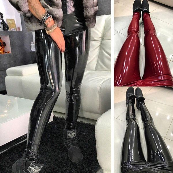 women shiny vinyl faux patent leather stretch leggings wet look pvc pu trousers ,two color -black red
women shiny vinyl faux patent leather stretch leggings wet look pvc pu trousers ,two color -black red