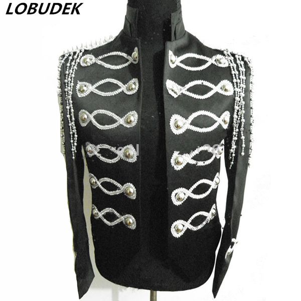 men silver black jacket outfit singer nightclub dj costume male stage bar party drum dancer performance coat super star concert rock jackets, Black;brown
men silver black jacket outfit singer nightclub dj costume male stage bar party drum dancer performance coat super star concert rock jackets, Black;brown