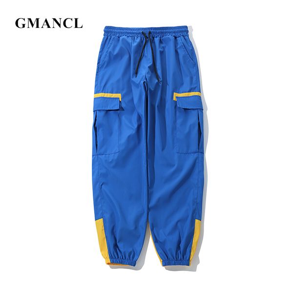 gmancl men color block stitching multi-pocket elastic waist casual cargo pants streetwear male loose straight joggers sweatpants, Black
gmancl men color block stitching multi-pocket elastic waist casual cargo pants streetwear male loose straight joggers sweatpants, Black