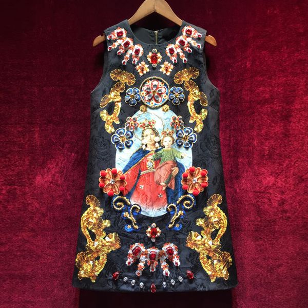 2018 spring summer european style slim waist printing retro vest loose dress tide high-end luxury diamond black dresses, White;black
2018 spring summer european style slim waist printing retro vest loose dress tide high-end luxury diamond black dresses, White;black