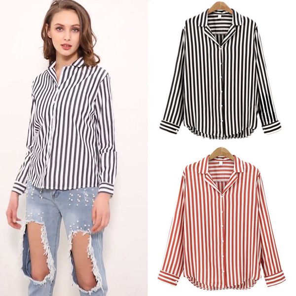 new women casual striped long sleeve shirt button down casual loose blouse shirt, White
new women casual striped long sleeve shirt button down casual loose blouse shirt, White