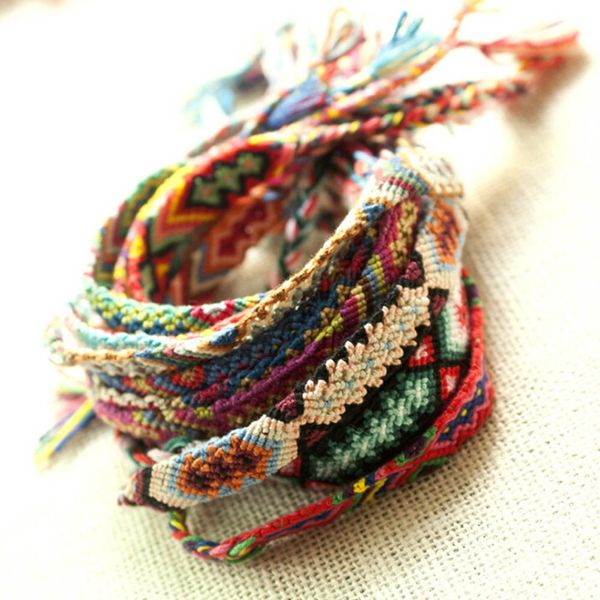 

colorful woven braided bracelet folk style hand woven bracelet color random hipping, Black