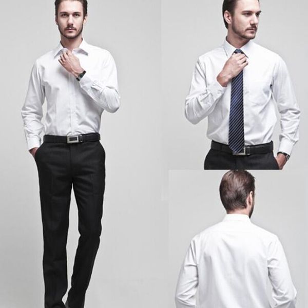 men's brand shirt men's long sleeve dress shirt men classic easy care business formal shirts for men, White;black
men's brand shirt men's long sleeve dress shirt men classic easy care business formal shirts for men, White;black