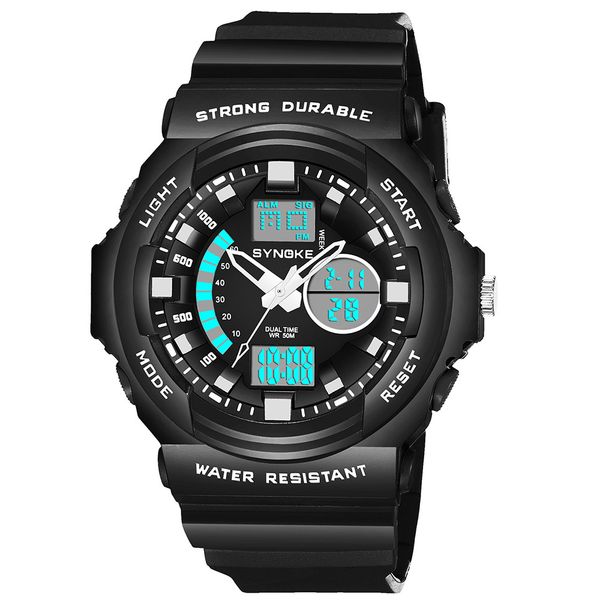 synoke multi-function 50m waterproof watch led digital double action watch sport digital montre homme reloj, Slivery;brown
synoke multi-function 50m waterproof watch led digital double action watch sport digital montre homme reloj, Slivery;brown