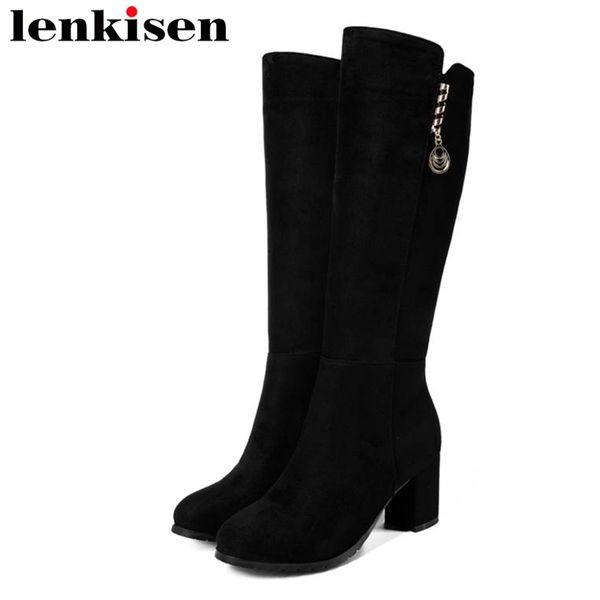 2018 winter keep warm knee-high boots plus size round toe thick high heels zipper dating slender meatal pendant solid shoes l28, Black
2018 winter keep warm knee-high boots plus size round toe thick high heels zipper dating slender meatal pendant solid shoes l28, Black