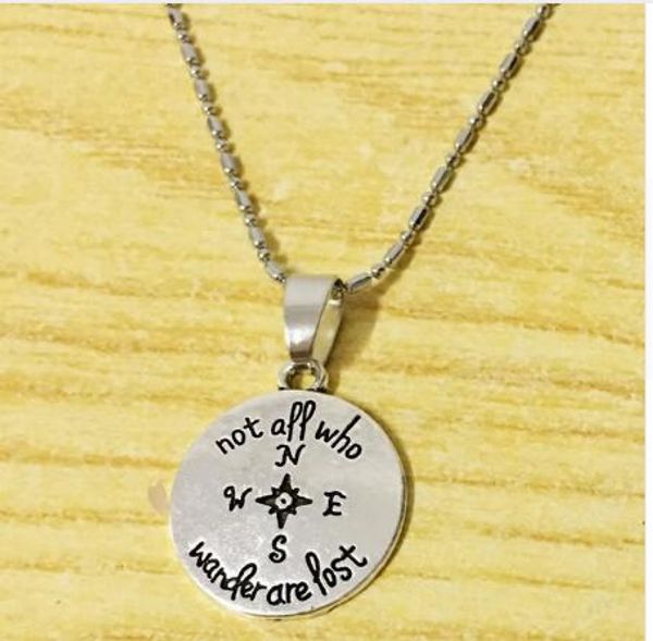10pc/lot pendant necklace not all who wander are lost necklace inspirational quote graduation jewelry compass travel gift drop ship, Silver
10pc/lot pendant necklace not all who wander are lost necklace inspirational quote graduation jewelry compass travel gift drop ship, Silver