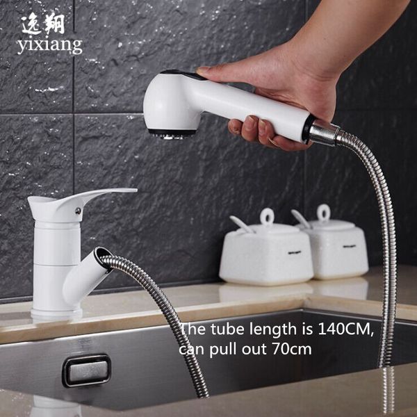 

luxury 360 degree swivel pull out kitchen faucet water-saving polished white basin mixer brass tap vessel vanity sink lavatory