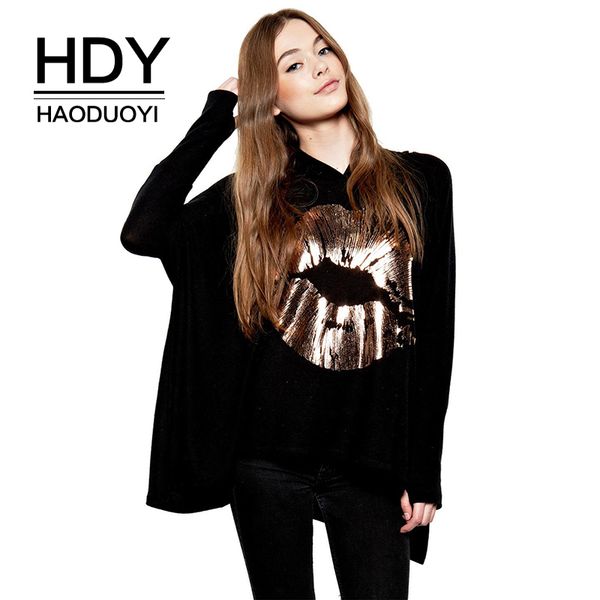 hdy haoduoyi brand 2017 autumn black 3d lips print women hoodie sweatshirts v-neck full sleeve ladies pullover hooded sweatshirt
hdy haoduoyi brand 2017 autumn black 3d lips print women hoodie sweatshirts v-neck full sleeve ladies pullover hooded sweatshirt