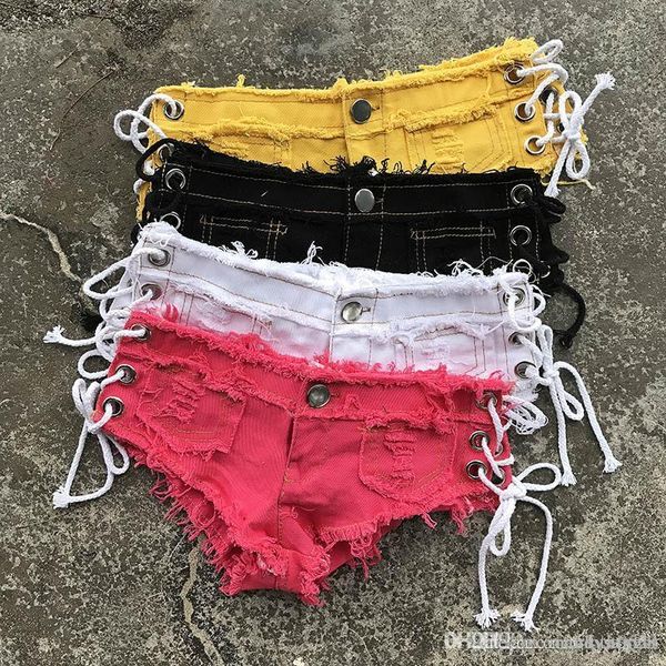 women tassel ripped side lace up cut out ultra low waist jeans denim shorts pants booty twerk, White;black
women tassel ripped side lace up cut out ultra low waist jeans denim shorts pants booty twerk, White;black
