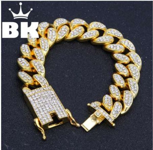Hip Hop Men Simulated Diamonds Bracelet Cuban links & chains gold Color Alloy Bracelet for Bangle Male Jewelry Accessory
Hip Hop Men Simulated Diamonds Bracelet Cuban links & chains gold Color Alloy Bracelet for Bangle Male Jewelry Accessory