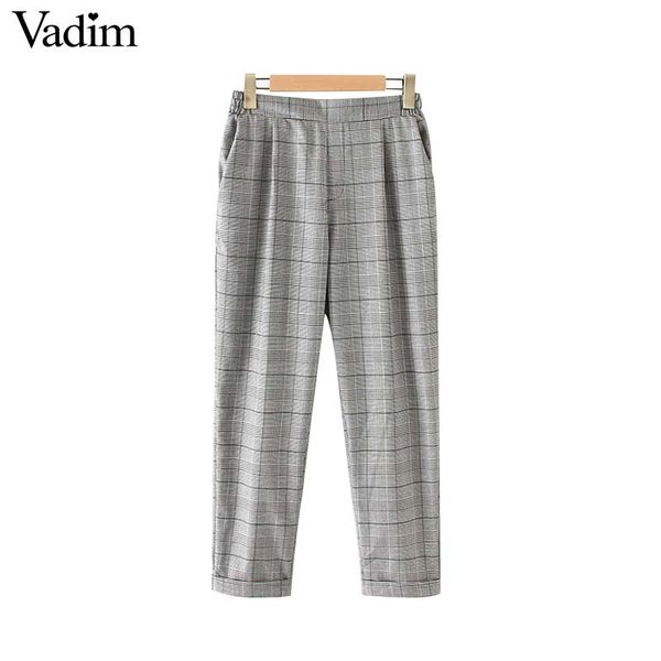 wholesale-vadim women vintage plaid harem pants elastic waist basic brief chic casual wear ankle length trousers mujer kz1119, Black;white
wholesale-vadim women vintage plaid harem pants elastic waist basic brief chic casual wear ankle length trousers mujer kz1119, Black;white