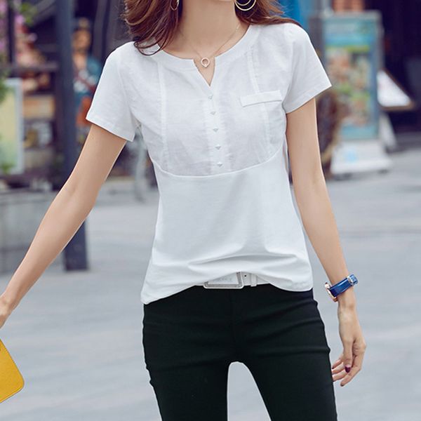 summer women blouse shirt buttons v neck solid basic street wear clothes t blouses & shirts blusas 2018 ws6352z, White
summer women blouse shirt buttons v neck solid basic street wear clothes t blouses & shirts blusas 2018 ws6352z, White
