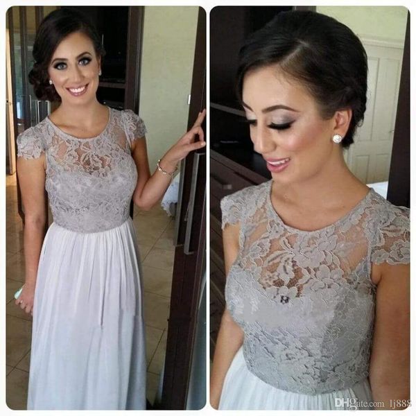 Grey Long Bridesmaid Dresses Vintage Lace Cap Sleeves Illusion Jewel Neck Floor Length Chiffon Cheap Evening Gowns Party Formal Dresses
Grey Long Bridesmaid Dresses Vintage Lace Cap Sleeves Illusion Jewel Neck Floor Length Chiffon Cheap Evening Gowns Party Formal Dresses