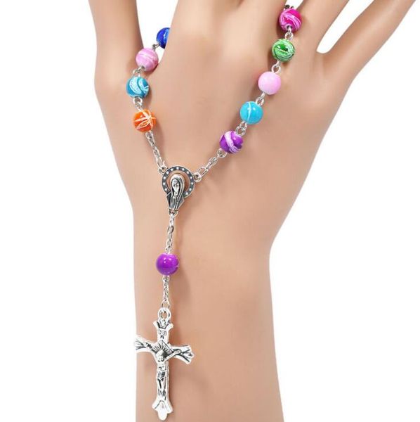 10pcs 2019 new 8mm colorful acrylic beads catholic rosary bracelet women religious jesus cross crucifix bracelet, Golden;silver
10pcs 2019 new 8mm colorful acrylic beads catholic rosary bracelet women religious jesus cross crucifix bracelet, Golden;silver