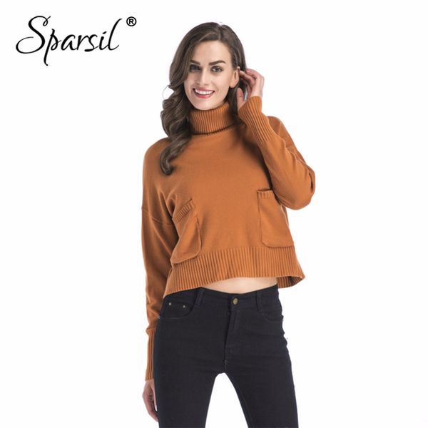 sparsil women autumn winter knitted pullovers loose turtleneck long sleeve sweaters pockets solid short casual knit female, White;black
sparsil women autumn winter knitted pullovers loose turtleneck long sleeve sweaters pockets solid short casual knit female, White;black