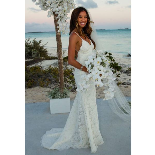 full lace sweetheart beach wedding dresses spaghetti straps backless summer mermaid wedding dress vestidos de novia, White
full lace sweetheart beach wedding dresses spaghetti straps backless summer mermaid wedding dress vestidos de novia, White