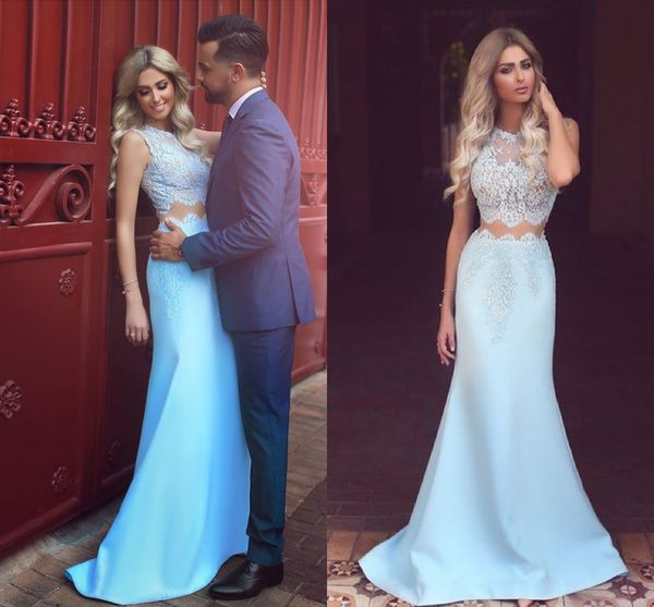 baby blue two piece mermaid prom dresses jewel neck lace applique floor length satin long formal party evening dress wear custom, Black
baby blue two piece mermaid prom dresses jewel neck lace applique floor length satin long formal party evening dress wear custom, Black