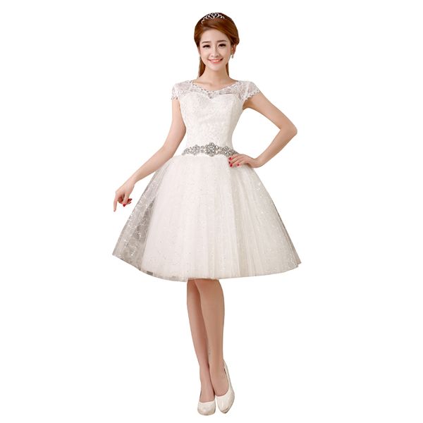 2018 fashion short bride gowns crystal bridal dresses plus size vestido de noiva, White
2018 fashion short bride gowns crystal bridal dresses plus size vestido de noiva, White