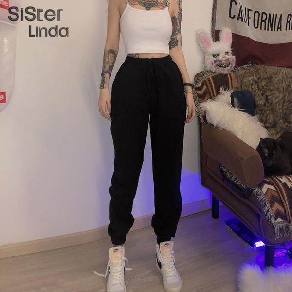 sisterlinda fashion elastic women's pants hight waist drawstring cotton cargo pants mujer joggers pockets trousers 2020 new pant, Black;white
sisterlinda fashion elastic women's pants hight waist drawstring cotton cargo pants mujer joggers pockets trousers 2020 new pant, Black;white